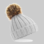 Beechfield Junior Faux Fur Pom Pom Chunky Beanie
