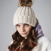 Faux Fur Pom Pom Chunky Beanie