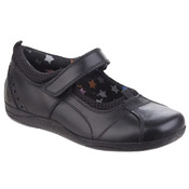 Cindy Girls School Shoes Black Leather
